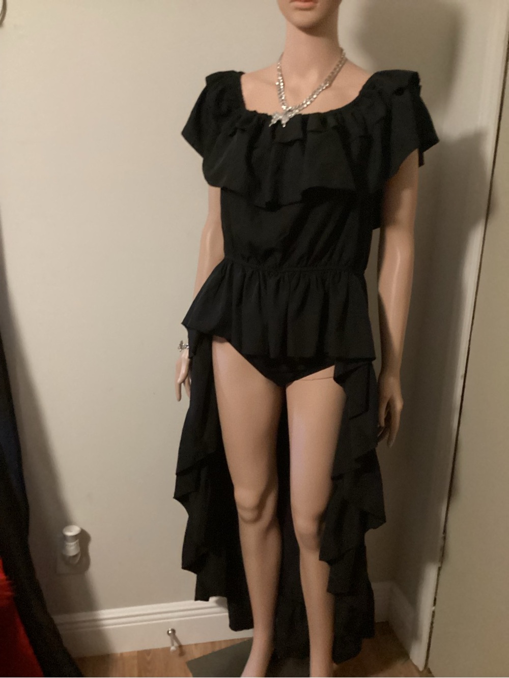 Black Ruffled High-Low Shirt - Picture 4 of 4